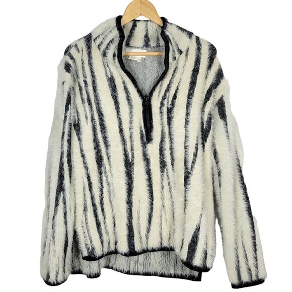 Anthropologie Women's Cindy Eyelash Half Zip Pullover Fuzzy Sweater Size S - Picture 1 of 15